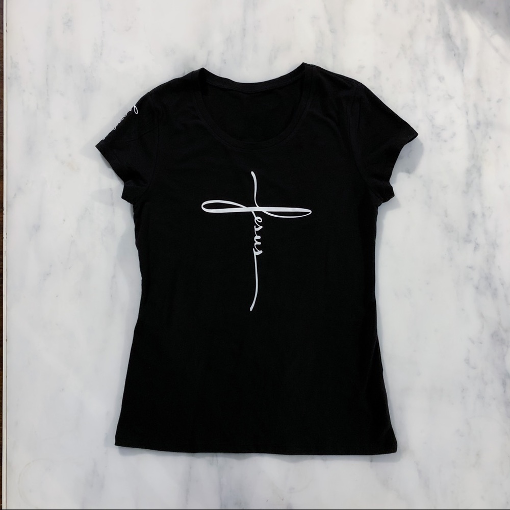 Jesus Name in Cross Christian T-Shirt - Picture 4 of 9